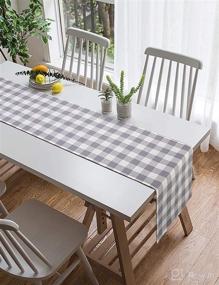 img 1 attached to 🏞️ Premium 100% Cotton Buffalo Check Table Runner - 13x72 inches, Grey, Machine Washable - Ideal Table Décor for Everyday Use