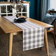 🏞️ premium 100% cotton buffalo check table runner - 13x72 inches, grey, machine washable - ideal table décor for everyday use logo