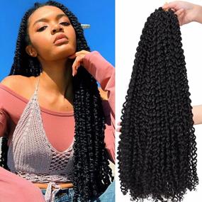 img 4 attached to Bohemian Water Wave Crochet Hair 22Inch - Dorsanee Passion Twist, 8 Pack Long Synthetic Hair Extensions In Natural Black (1B) For Black Women'S Braiding Hair Passion Twists