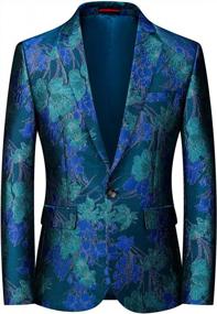 img 4 attached to Mens Slim Fit Floral Blazer Tuxedo Jacket For Prom, Parties And Daily Wear By MOGU