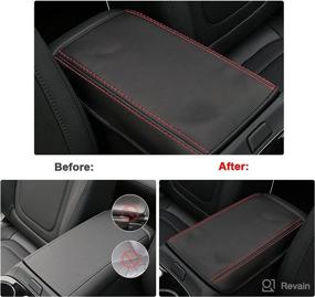img 3 attached to SXCY Armrest Cover FIT For 2022 Tucson NX4 L Automatic Transmission Center Console Cover Car Console Cushion Pad Armrest Box Cover For 2022 Tucson Interior Accessories(Black Leather With Red Line)