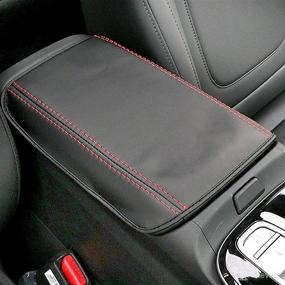 img 4 attached to SXCY Armrest Cover FIT For 2022 Tucson NX4 L Automatic Transmission Center Console Cover Car Console Cushion Pad Armrest Box Cover For 2022 Tucson Interior Accessories(Black Leather With Red Line)