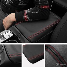 img 2 attached to SXCY Armrest Cover FIT For 2022 Tucson NX4 L Automatic Transmission Center Console Cover Car Console Cushion Pad Armrest Box Cover For 2022 Tucson Interior Accessories(Black Leather With Red Line)