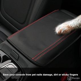 img 1 attached to SXCY Armrest Cover FIT For 2022 Tucson NX4 L Automatic Transmission Center Console Cover Car Console Cushion Pad Armrest Box Cover For 2022 Tucson Interior Accessories(Black Leather With Red Line)