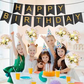 img 2 attached to Баннер для украшения дня рождения VCOSTORE - Баннер с днем ​​​​рождения с 5 золотыми воздушными шарами конфетти, для взрослых и детей, товары для украшения дня рождения
