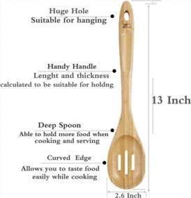 img 2 attached to Bamboo Wooden Slotted Spoon - Handcraft Kitchen Utensil For Cooking & Serving Food