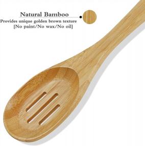 img 3 attached to Bamboo Wooden Slotted Spoon - Handcraft Kitchen Utensil For Cooking & Serving Food