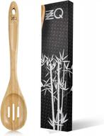бамбуковая деревянная ложка с прорезями - кухонная утварь ручной работы для приготовления и подачи еды логотип