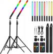 rgb led light sticks with adjustable 3200k-5600k and 9 color modes, photography and video lighting kit with two tripods (26.2" to 78.7"), pack of 2 - upgraded version logo