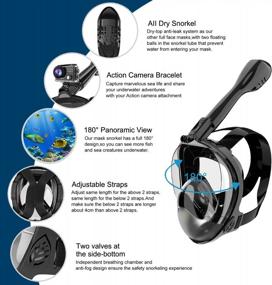 img 2 attached to Keystand Full Face Snorkel Mask With Breathing Mechanism And Crystal Lens - 180° Panoramic View, Anti-Leak, Anti-Fog, Detachable Camera Mount Included