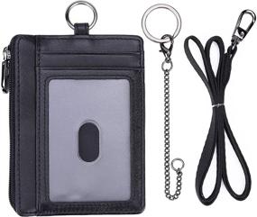 img 1 attached to 🔑 Leather Keychain Lanyard Men's Wallet with Credit Holder, Card Cases & Money Organizers