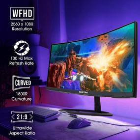 img 1 attached to 🔊 Sceptre C305W-2560UN: 30" Ultrawide Curved Monitor with DisplayPort, Build-In Speakers, and HD Quality