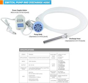 img 3 attached to TERA PUMP Electric Fish Tank Water Pump: Submersible Pump with Hose & Filter Suction Tube