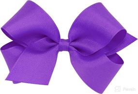 img 4 attached to 🎀 WeeStay Clip: Stylish Girls' Medium Grosgrain Hair Bow with Plain Wrap