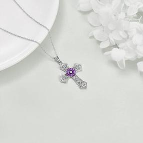 img 1 attached to Sterling Silver Religious Cross Pendant Necklace With Rose And Daisy Flowers - Perfect Gift For Women