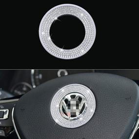 img 4 attached to 🚗 KORUIPEI Bling Car Accessories: Sparkly Steering Wheel Emblem & Interior Decal Sticker Set for VW Volkswagen Models