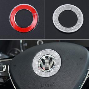 img 2 attached to 🚗 KORUIPEI Bling Car Accessories: Sparkly Steering Wheel Emblem & Interior Decal Sticker Set for VW Volkswagen Models