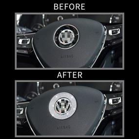 img 1 attached to 🚗 KORUIPEI Bling Car Accessories: Sparkly Steering Wheel Emblem & Interior Decal Sticker Set for VW Volkswagen Models