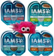 🐱 iams perfect portions grain free pate and cuts in gravy indoor cat food 4 flavors 8 can sampler pack, includes 2 cans each of tuna, chicken, salmon, and turkey - 2.6 ounces (8 cans total), with bonus catnip toy bundle logo