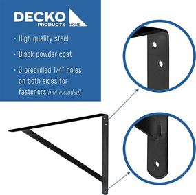 img 1 attached to Decko Products 49152-10 Усиленные кронштейны для полок, 10 шт. в упаковке, 19,25 x 12,50 дюйма — черные