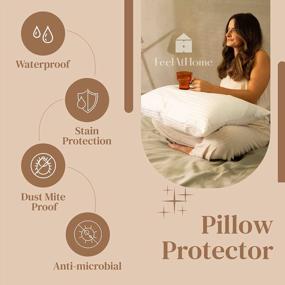 img 1 attached to Stay Dry And Comfortable With FeelAtHome'S 100% Cotton Waterproof Pillow Covers - Pack Of 10 Standard Size Pillowcases With Noiseless Zipper And Breathable Fabric