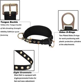 img 2 attached to WELKFORDER Body Belt With Hip Pad And 2 Side D-Rings For Work Positioning And Restraint - Tongue Buckle Safety Harness With Waist Fitting Size 30'' To 45'' - Personal Protective Equipment