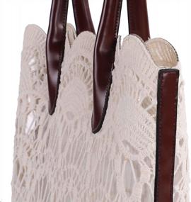 img 3 attached to Vintage Off-White Cotton Lace Women'S Tote Bag - Solid Clear Handbag With Fabric