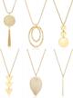 complete your jewelry collection with fesciory's 6-piece long pendant necklace set for women in gold logo