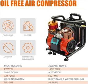 img 3 attached to 2 HP 1.5 KW Oil-Free High Pressure Air Compressor - 110V/60Hz - 4500 PSI 2.1Cfm For Scuba Tank, PCP Rife & Paintball Gun Filling Station With Direct Air Breathing.