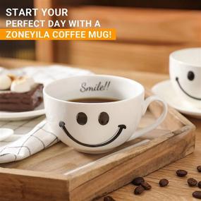 img 1 attached to Enjoy A Perfect Cup Of Cappuccino With ZONEYILA Porcelain Cups - Set Of 2 With Saucers And Spoons
