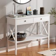 choochoo narrow white console table with two drawers for entryway or sofa - enhance your home décor with space-saving design logo