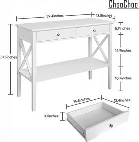 img 3 attached to Узкая белая консольная таблица ChooChoo с двумя ящиками для прихожей или дивана - добавьте стиль к вашему домашнему интерьеру с помощью пространствоэкономичного дизайна