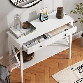 img 2 attached to ChooChoo Narrow White Console Table With Two Drawers For Entryway Or Sofa - Enhance Your Home Décor With Space-Saving Design