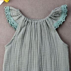 img 3 attached to Newborn Girl Clothes Baby Girl Ruffles Romper Lace Sleeveless Outfit Grey Bodysuit Clothes