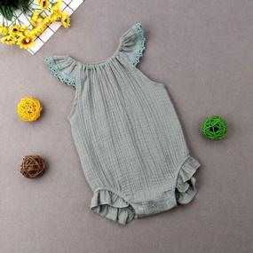 img 1 attached to Newborn Girl Clothes Baby Girl Ruffles Romper Lace Sleeveless Outfit Grey Bodysuit Clothes