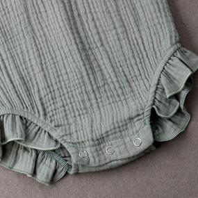img 2 attached to Newborn Girl Clothes Baby Girl Ruffles Romper Lace Sleeveless Outfit Grey Bodysuit Clothes