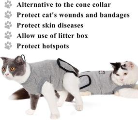 img 1 attached to 🐱 ROZKITCH Professional Cat Recovery Suit: Ideal Abdominal Wound & Skin Solution, Vet Recommended XS for After Surgery Wear, Breathable & Anti-Licking