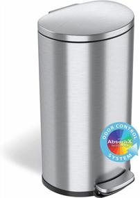 img 4 attached to ITouchless Stainless Steel Semi-Round Step Trash Can With Removable Inner Bucket And AbsorbX Odor Filter - SoftStep, 8 Gallon Capacity