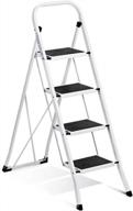 heavy-duty 4-step folding ladder with handgrip and anti-slip pedal - perfect for household use - supports up to 350lbs logo