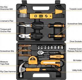img 3 attached to Complete Household Tool Kit: 65-Piece DEKOPRO Set With Storage Case