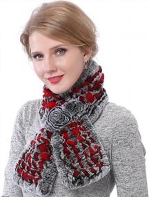 img 3 attached to Будьте уютными в стиле: зимние меховые шарфы Valpeak для женщин - мягкая и теплая вязаная пушистость с кроликом
