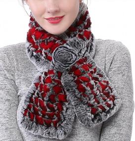 img 4 attached to Stay Cozy In Style: Valpeak Winter Fur Scarves For Women - Soft & Warm Rabbit Knitted Fluffiness