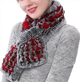 img 1 attached to Stay Cozy In Style: Valpeak Winter Fur Scarves For Women - Soft & Warm Rabbit Knitted Fluffiness