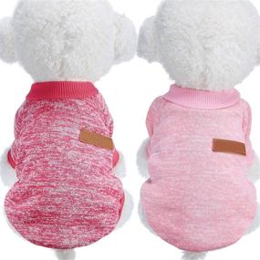 img 4 attached to 🐶 SATINIOR 2-Piece Winter Puppy Sweater Puppy Knitwear Clothes Warm Coat for Medium and Small Dogs - Rosy Red & Pink (XXL) - Pet Supplies