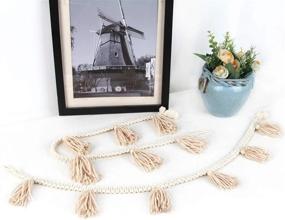 img 2 attached to 2-Pack Macrame Woven Tassel Garland Basket Wall Hangings For Boho Home Decor - Ivory