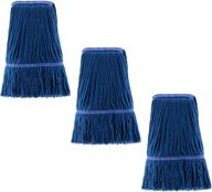 🧹 pack of 3 blue cotton string mop head replacements – compatible with jaw clamp, ideal for cleaning floors and commercial use – wet mop head replacement logo