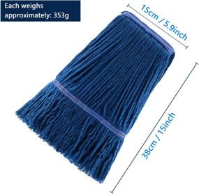 img 3 attached to 🧹 Pack of 3 Blue Cotton String Mop Head Replacements – Compatible with Jaw Clamp, Ideal for Cleaning Floors and Commercial Use – Wet Mop Head Replacement