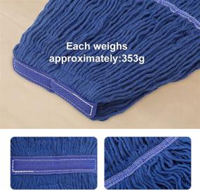 img 2 attached to 🧹 Pack of 3 Blue Cotton String Mop Head Replacements – Compatible with Jaw Clamp, Ideal for Cleaning Floors and Commercial Use – Wet Mop Head Replacement