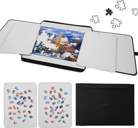 img 4 attached to Lovinouse 1000 Pieces Jigsaw Puzzle Board With 2 Sorting Tray, Portable Puzzles Storage Case Saver, Non-Slip Surface