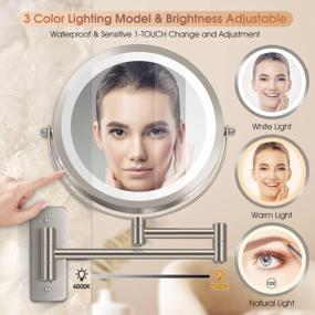 img 3 attached to Enhance Your Beauty Routine With A Rechargeable Wall Mounted Lighted Makeup Vanity Mirror - 1X/10X Magnifying, 3 Color Lights, Dimmable And 360° Swivel. Perfect For Your Bathroom Or Vanity Space!